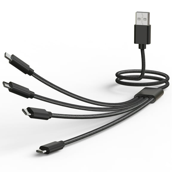GreatStyler Multi Charging Cable USB C Splitter 4 in 1 Multi Charger Cable Type C Multiple USB Cord Braided USB A to USB C 1.6ft