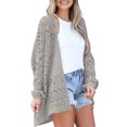 thumbnail image 2 of Franhais Women Button Down Sweater Cardigan Casual Long Sleeve V Neck Print Open Front Single Breasted Knit Ribbed Coat Outwear, 2 of 4