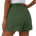 thumbnail image 5 of ClodeEU Women's Cotton Linen Drawstring Shorts, Casual High Waist Summer Beach Shorts with Pockets Army Green,Women's Plus L, 5 of 5
