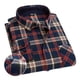 thumbnail image 1 of Camisa a cuadros cepillada de algodón puro para hombre, camisa informal a cuadros con solapa para todas las estaciones, para compras informales en casa, citas y oficina, 1 of 4