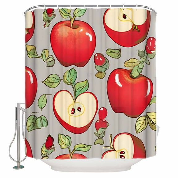 Apples Shower Curtain, 48" x 72", Fruits Modern Art Waterproof Bathroom Curtain Washable Shower Curtain Set with 12 Hooks