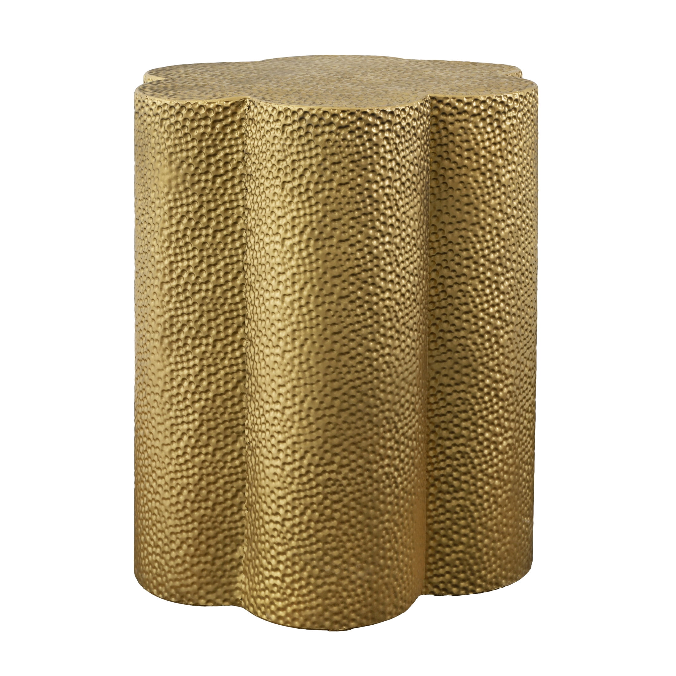 Christopher Knight Home Luxury Hammered Iron Flower-Shaped Accent Side Table, Indoor Outdoor Use, Gold