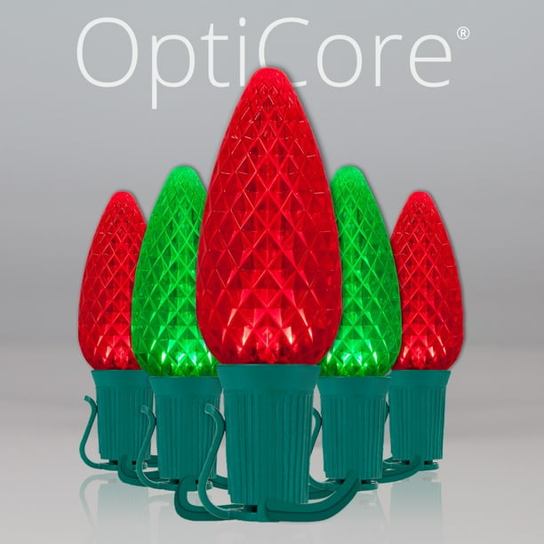 Opticore C9 Red And Green Christmas Lights, Led String Lights With Shatterproof Christmas Bulbs, 50 Lights, 50Ft - Walmart.com