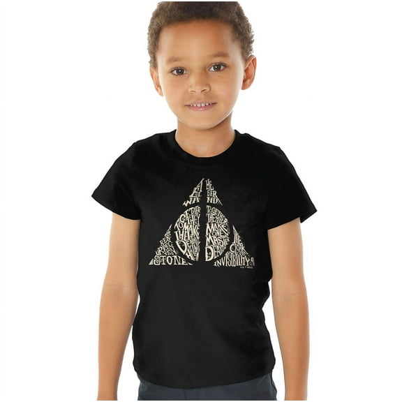 Harry Potter Together Make the Deathly Hallows Kids T Shirt (4) for Toddler Boys and Girls, Black
