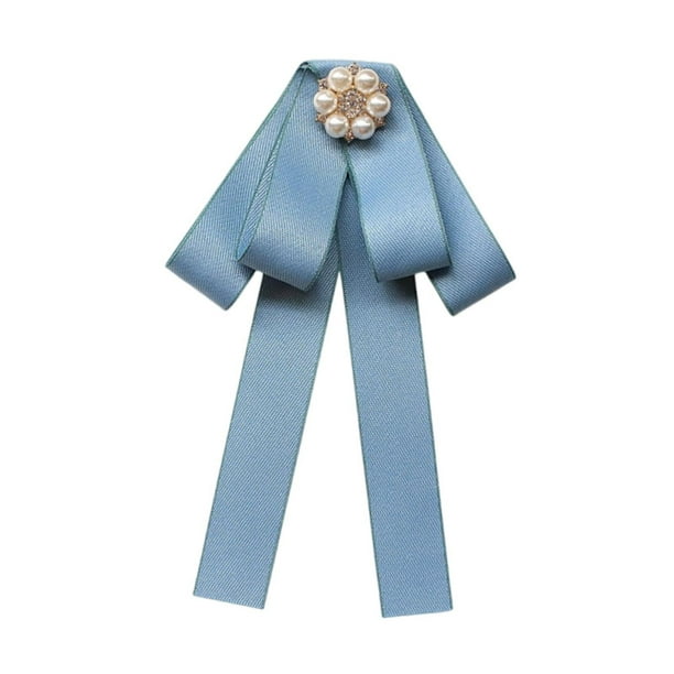 Broche de lazo con lazo, broche de cuello de moda para mujer, elegante corbata de cuello azul