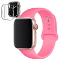 thumbnail image 1 of LEIXIUER Silicone Watch Band and Case for Apple Watch Bands 42mm with Silicone Clear Case Screen Protector Cover for Apple Watch Series 3 2 1,Light Pink, 1 of 6