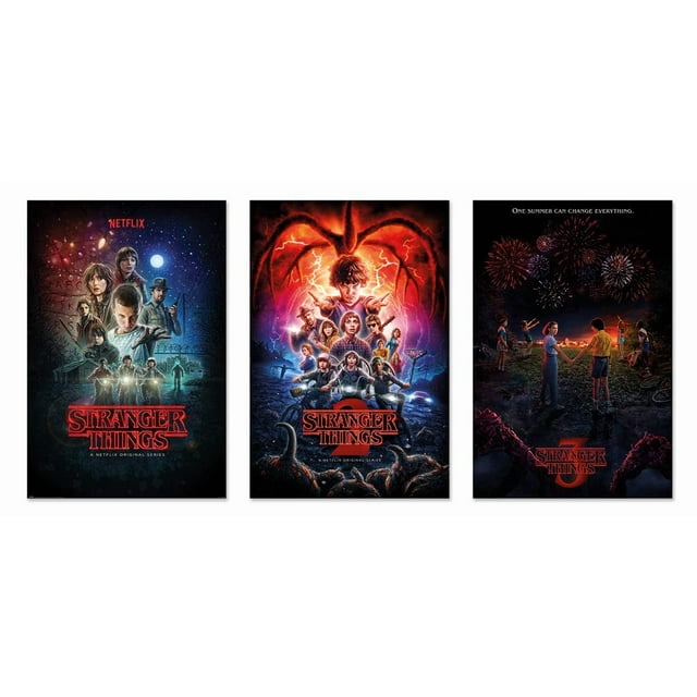 POSTER STOP ONLINE Stranger Things Seasons 1, 2 & 3 - TV Show Poster Set (3 Regular Style Posters - Version 1) (Size 24 x 36 each)