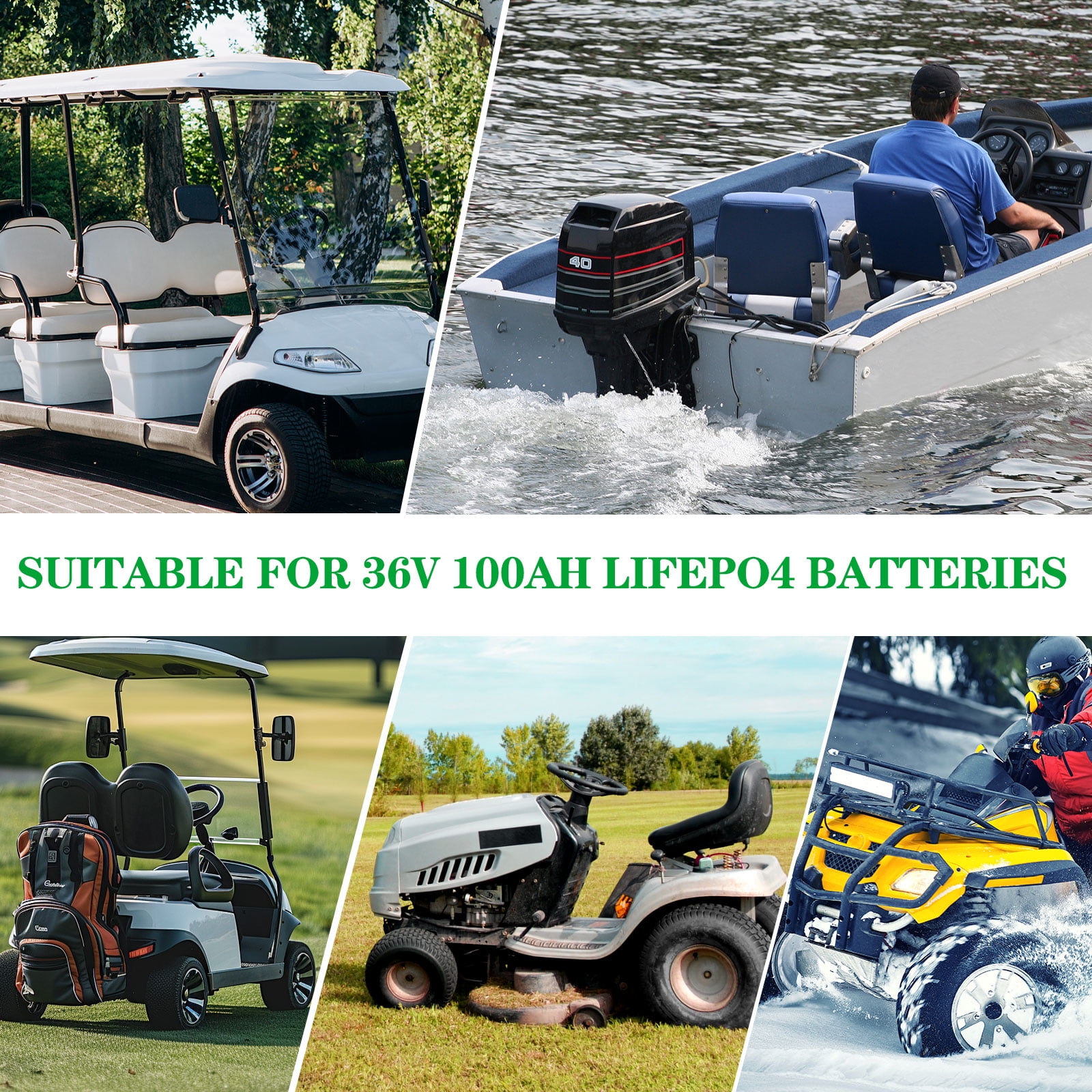 36V 100Ah Golf Cart LiFePO4 Lithium Battery, 8000+ Deep Cycles, 200A BMS, 3840Wh Energy, Perfect for Off-Grid, RV, Solar Power System, Home Backup