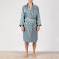 thumbnail image 4 of TSADFHJI Men's Pajamas Set Fall Mens Summer Silk Robe Two Piece Light Long Sleeved Pajamas Plus Size Bathrobe L Green, 4 of 6