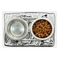 thumbnail image 1 of Black and White Pet Mat for Food and Water, Hand Drawn Greek Scene with Giant Eagle Woodcut Monochromatic Sketch, Non-Slip Rubber Mat for Dogs and Cats, 18" X 12", by Ambesonne, 1 of 2