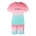 thumbnail image 4 of Men Beach Outfits Sets Swim Big & Tall Gradient Graphic Print Matching Set Fashion Summer Casual Matching Sets,Pink,L5, 4 of 5