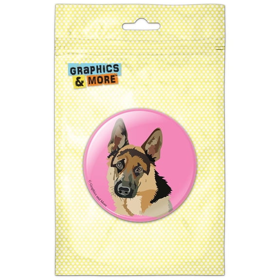German Shepherd Dog on Pink Refrigerator Button Magnet