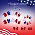 thumbnail image 5 of 4th Of July Independence Day French Tip Press-On Nails, Almond,Red White Blue, Short, 24 Count,D, 5 of 10