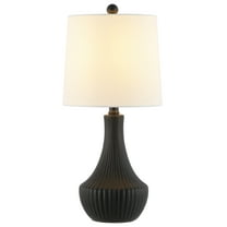 SAFAVIEH Herleva 20 in. Glam Black Iron Table Lamp with Off-white 100% Cotton Shade