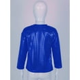 thumbnail image 4 of TSSOE Boys Girls Sparkly Metallic Long Sleeve Loose T-Shirt Jazz Hip Hop Dance Top Performance Costume Dancewear Royal Blue 9-10, 4 of 7