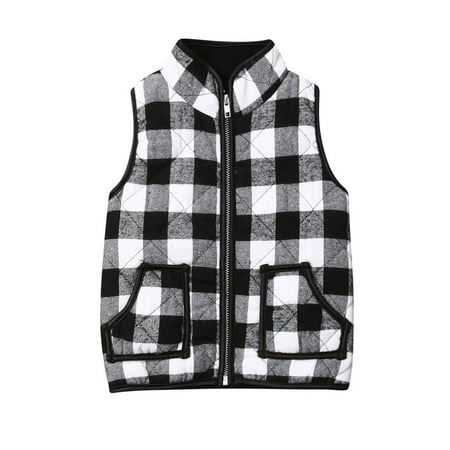 

Toddler Baby Boys Girls Casual Plaid Vest Gilet Sleeveless Jacket Cute Warm Outerwear Thick Winter Coats