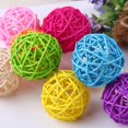 5cm natural rattan color pet toys white rattan ball Christmas gold and
