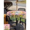thumbnail image 4 of Pink Happy Easter Outdoor Tablecloth - 60x60 Inch Square Dining Table Cover, Spring Easter Eggs Floral Wooden Waterproof Outdoor Table Cloth with Umbrella Hole & Zipper for Picnic/Patio/Party, 4 of 7