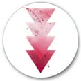 thumbnail image 2 of Designart - Triangles Rouges Art Géométrique Abstrait Composition - Art Mural Rond en Métal Moderne, 2 of 5