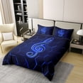thumbnail image 3 of Erosebridal Blue Black Bed Set Musical Treble Clef Duvet Cover, Glowing Honeycomb Bedding Set Twin Music Theme Comforter Cover, Classic Jazz Music Bed Cover Luxury Musician Popstar Room Decor, 3 of 7