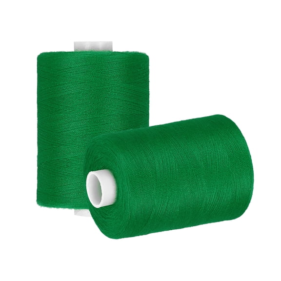 Uxcell 2 Spool Sewing Thread, Green #211 Polyester Thread Prewound Bobbins for Sewing Machine Hand Stitching Quilting DIY Projects, 1000 Yards/Spool