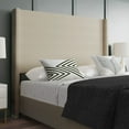 thumbnail image 4 of EMMA + OLIVER Queen Size Wingback Modern Platform Bed, Beige, 4 of 12