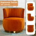 thumbnail image 3 of Tabaray Swivel Barrel Chair,Mid Century Modern Accent Chair,Fluffy Velvet Upholstered Comfy Armchair,Round Sherpa Chair with Gold Base for Nursery,Living Room,Bedroom,Office,Waiting Room, Orange, 3 of 18