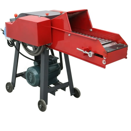 4-blade Hay Cutter Chaffcutter Grass Cutter Rod Cutting Machine with Conveyor Belt 500-1000kg/h 220V