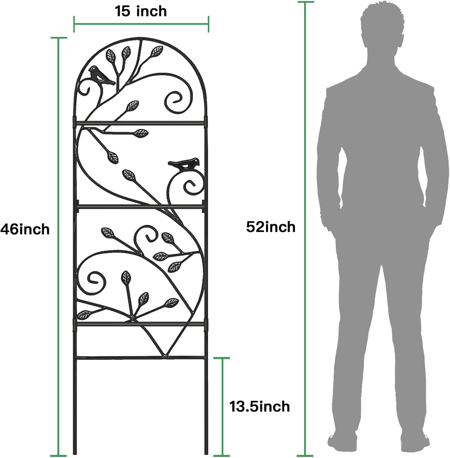 Garden Trellis for Climbing Plants Rustproof Black Iron Plant Trellis Potted Vines Vegetables Flowers Patio Metal Wire Lattices Grid Panels for Ivy Cucumbers Clematis