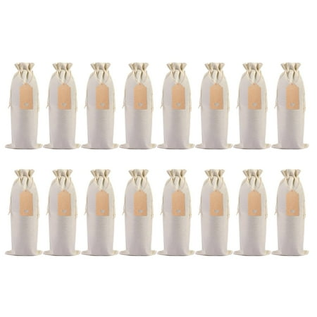 

16PC Linen Bottle Bag Set Bottle Sleeve Linen Tag Red Packaging Bag Two Bottle Gift Bag