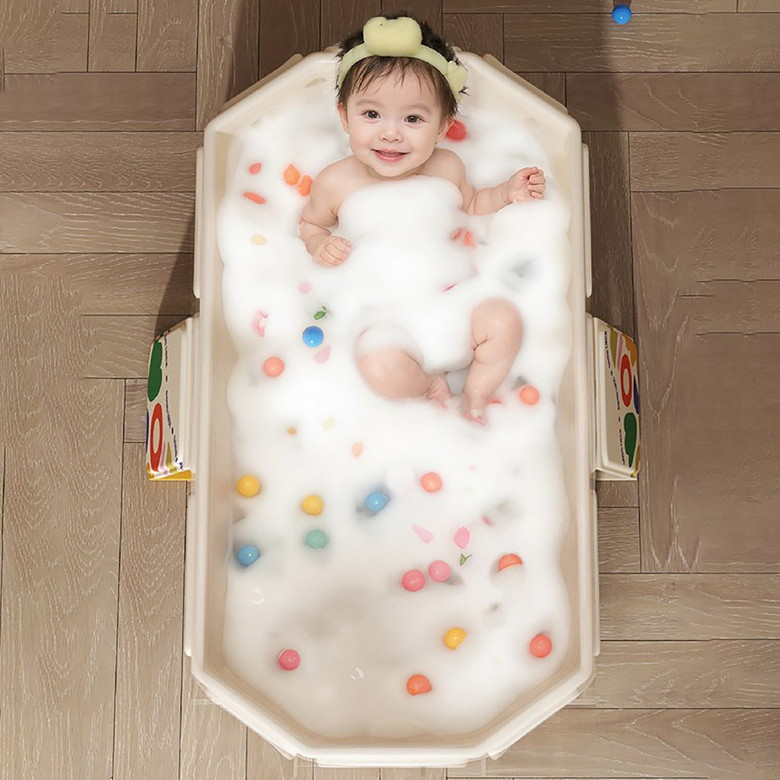 Foldable Kids Bathtub Portable Bathing Tub With Drain Plug And Play Toys For Toddler Pet Wash Shower Basin