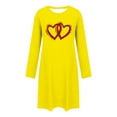 thumbnail image 5 of QATAINLAV Long Sleeve Nightgown for Women Valentines Heart Print Sleepwear Loose Crewneck Tshirt Mini Dress, Yellow, XXL, 5 of 7