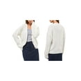 thumbnail image 3 of Women'S Chunky Knit Cardigan Sweater V-Neck Long Sleeve Button Casual Loose Cropped Cardigan Coat White L, 3 of 7