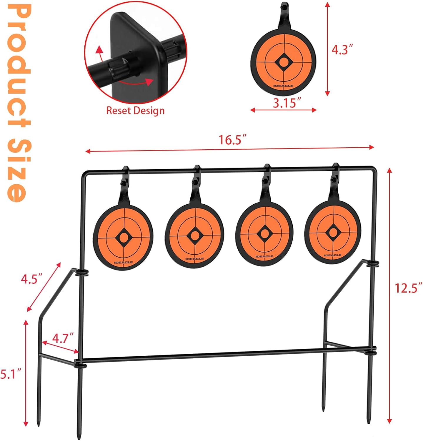 BB Gun Targets Heavy Metal Spinning Pellet Shooting Target for .177 .20 Caliber