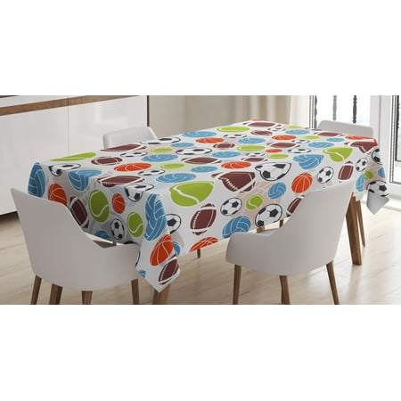 

Ambesonne Sport Tablecloth Rectangular Table Cover Basketball and Football 60 x84 Multicolor
