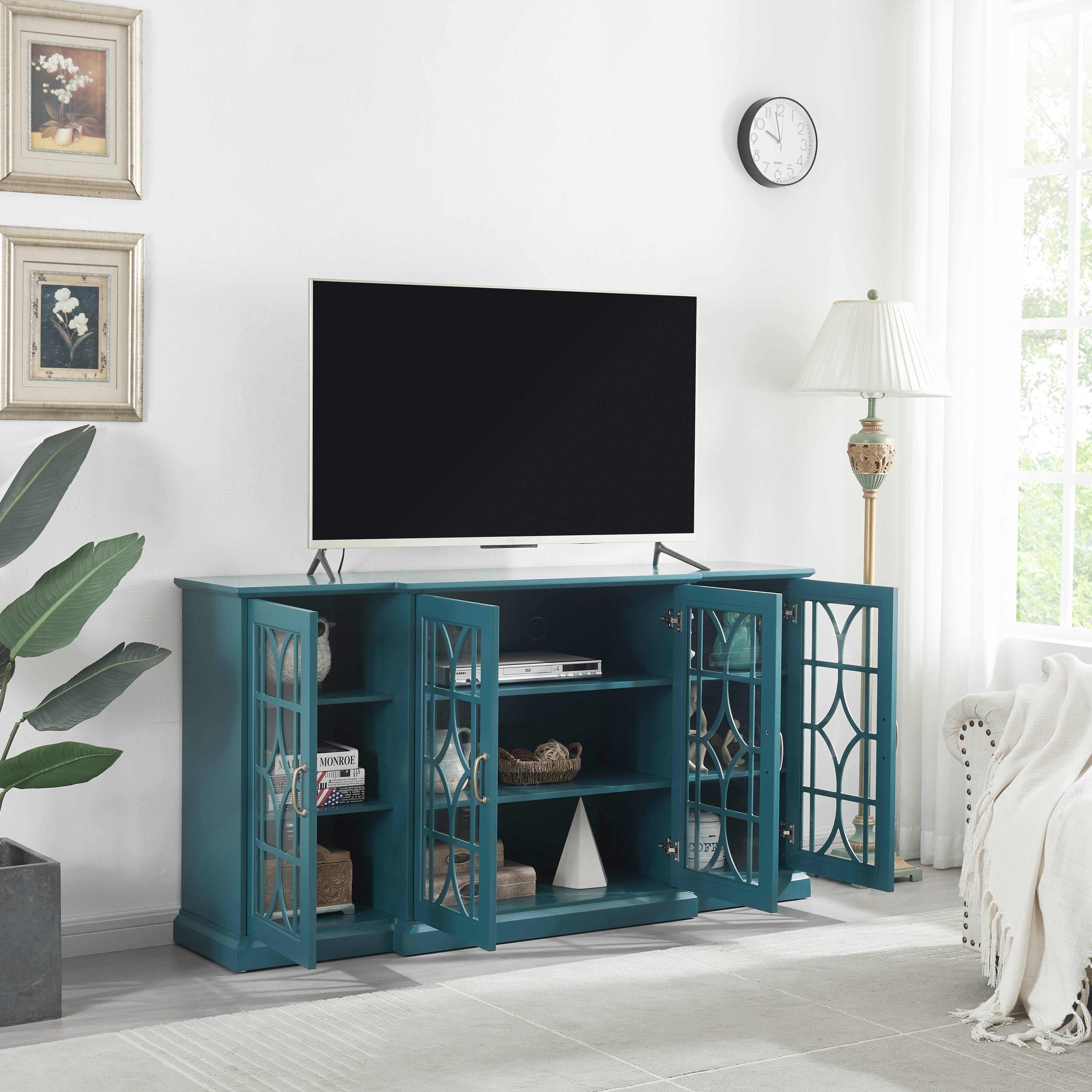 GIA Design Group 4 Door Tier Modern Sideboard Buffet Stand for Storage, 63 inch, Blue