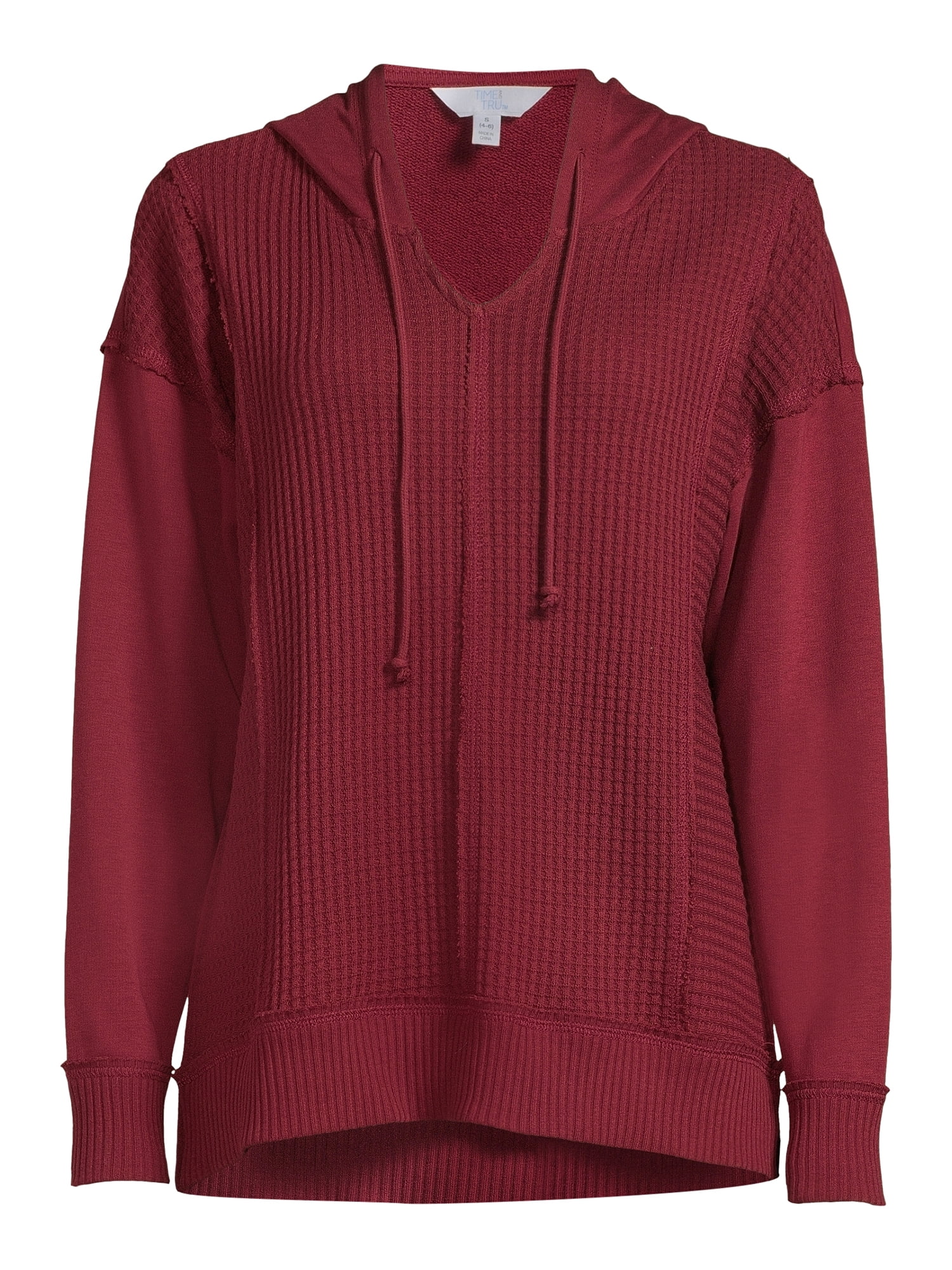 トップス HTH randomheart Wafful LongTee Time And Tru women's Waffle Hoodie - Stylish - Walmart.com