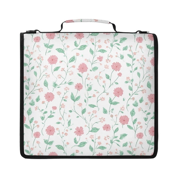 Zipper Binder with Shoulder Strap 2 inch 3 Ring Waterproof File Folder Organizer Bag 500 Sheet Spring Flowers and Vines