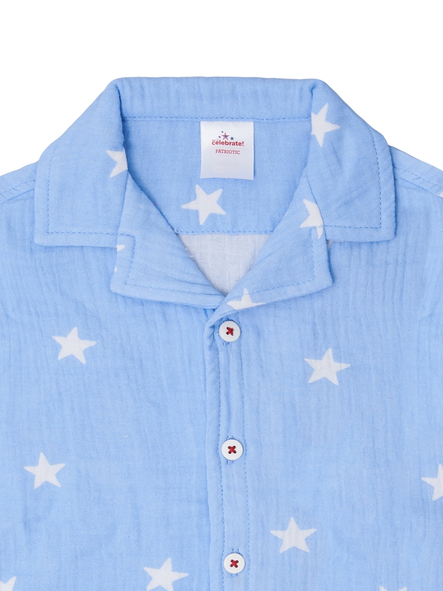Way to Celebrate Baby and Toddler Boy Americana Shirt and Short Set, Sizes 0-3M-5T