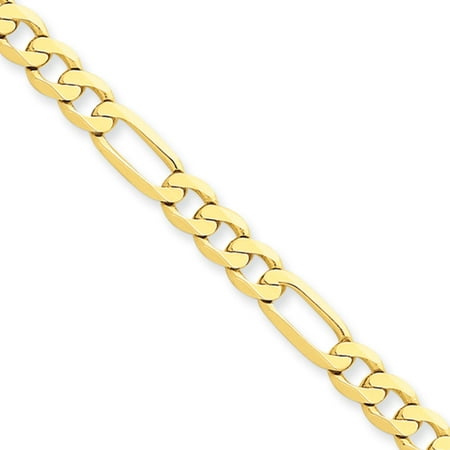 8 Inches 14k Gold Anchor - 5.25mm, 14k Yellow Gold, Flat Figaro Chain Bracelet, 8 Inch