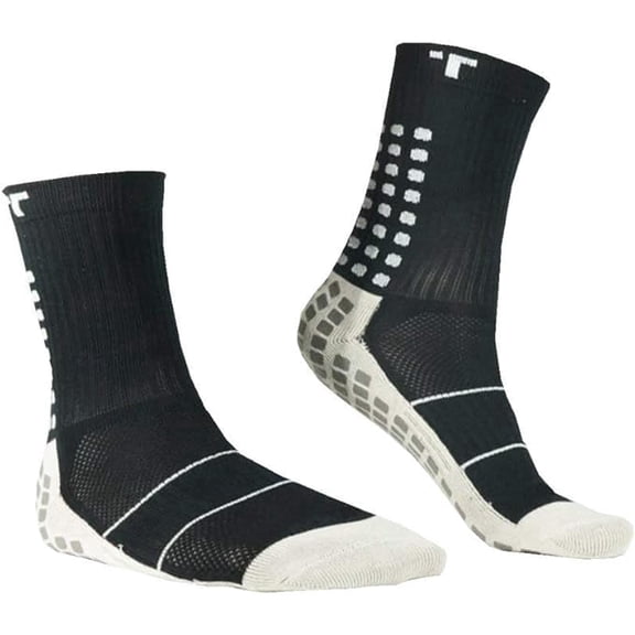 Trusox 3.0 Mid Calf Cushioned Socks with grip for Football and Soccer, Black, Adult