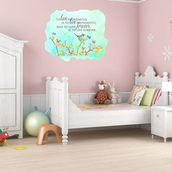 Watercolor Decal To Love Abundantly Is To Live Abundantly Living Room Wall Decal for Family Inspirational Quotes Vinyl Lettering Art Cute Themed Room Décor - Size: 10 In x 8 In