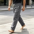 thumbnail image 3 of Men's Heavyweight Fleece Sweatpants Solid Color Thick Straight Leg Pants Loose Casual Breathable Sweatpants with Pockets, 3 of 7