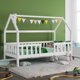 thumbnail image 2 of Cama casita cuna con chimenea| Sólidos somieres | cama casita de madera de pino para niños, 90 x 200 cm sin colchón, blanco esquí esquí Gafas de esquí, 2 of 5