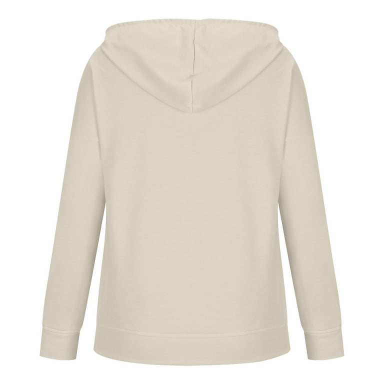 WICVIK Women's Soft Crew Hoodie, V-Neck Button Sweatshirt, Solid