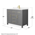 thumbnail image 5 of Wyndham Collection Beckett 42" Wood Single Bathroom Vanity in Dark Gray/Gold, 5 of 6