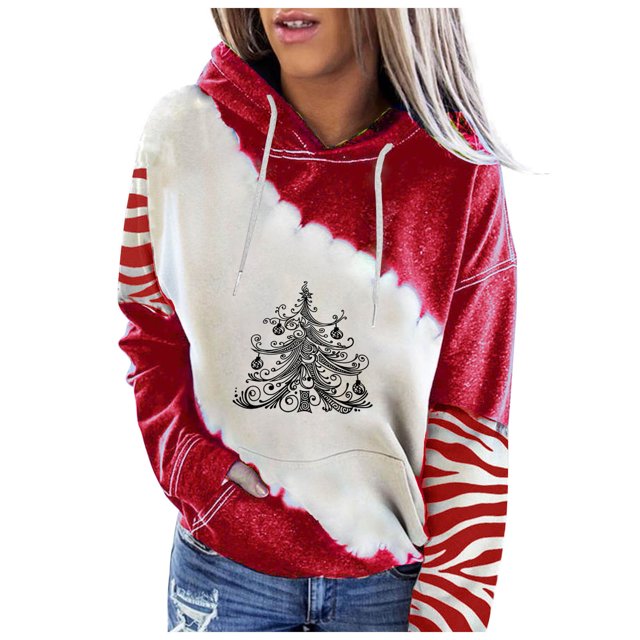 Sudadera Para Mujer, Sudaderas Con Capucha A La Moda, Blusa Holgada de Manga Larga Con Estampado Navideño, Tops Informales, Sudadera Odeerbi ODB174536