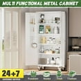 thumbnail image 6 of SUNCROWN Metal Storage Cabinet with Wheels,72” White Garage Storage Cabinet with Pegboards and Wheels, Rolling Tool Cabinet with Locking Doors and Shelves for Home,Basement, Kitchen Pantry,Warehouse, 6 of 7