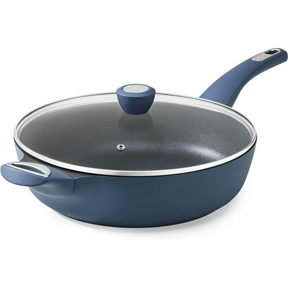 Nonstick Frying Pan Skillet with Lid, 12 Inch Large Deep Frying Pan, 5 Qt Non Stick Saute Pan with Cover, Induction Pan, Healthy Non Toxic Cooking Pan with Helper Handle, PFOA PFOS Free