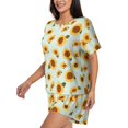 thumbnail image 3 of Womens Pajama Sets With Pocket, Vintage White Polka Dot Sunflower Lounge Sets Short Sleeve Sleepwear PJ Sets for Women, 3 of 6